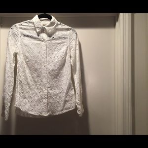 Lucky Brand Eyelet Button Down Blouse